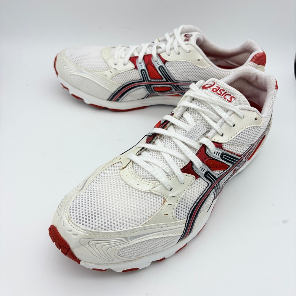 Asics Hyper Speed 4 Running Shoes Mens 10 White Red Silver Gym Tech Sneakers - Picture 2 of 10